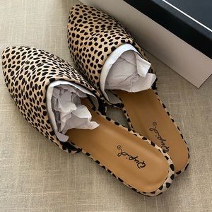 Cheetah print slide mules